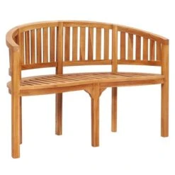 Banc De Jardin Incurvé Teck Massif Clair Ketia 120 Cm