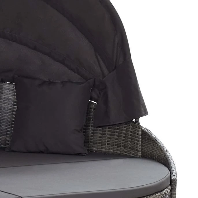 Chaise Longue D'extérieur Avec Auvent Résine Tressée Gris 8 Chaise Longue D'extérieur Avec Auvent Résine Tressée Gris – Image 6