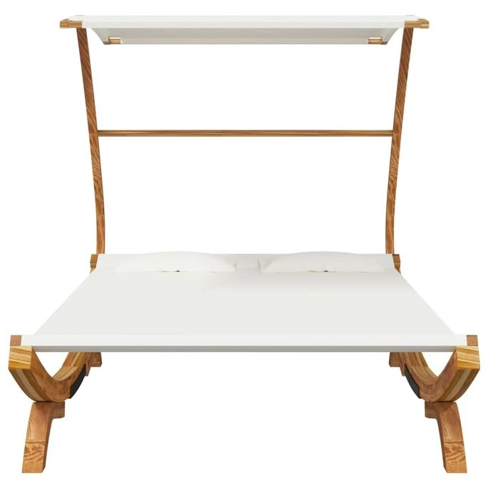 Hamac Avec Auvent 165x203x138 Cm Bois Courbé Massif Crème 5 Hamac Avec Auvent 165x203x138 Cm Bois Courbé Massif Crème – Image 3