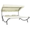 Lit De Jardin 2 Places Polyester Blanc Et Métal Noir Motio 1 Lit De Jardin 2 Places Polyester Blanc Et Métal Noir Motio -Meubles Soldes Boutique lit de jardin 2 places polyester blanc creme et metal noir 3666722552523 400662