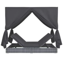 Lit De Jardin à Baldaquin Polyester Et Résine Tressée Gris Uvo -Meubles Soldes Boutique lit de jardin a baldaquin polyester et resine tressee gris uvo 3666722558327 386073