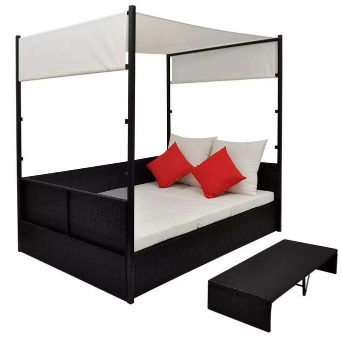 Lit De Jardin à Baldaquin Résine Tressée Noire Uvo 4 Lit De Jardin à Baldaquin Résine Tressée Noire Uvo – Image 2