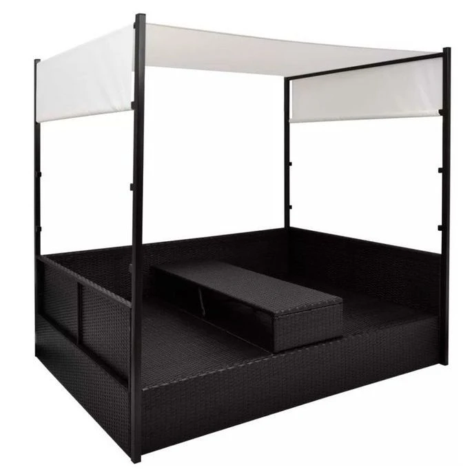 Lit De Jardin à Baldaquin Résine Tressée Noire Uvo 5 Lit De Jardin à Baldaquin Résine Tressée Noire Uvo – Image 3