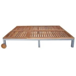 Lit De Jardin à Roues Acacia Massif Clair Et Métal Gris Nubi -Meubles Soldes Boutique lit de jardin a roues acacia massif clair et metal gris nubi 3666722887090 387235