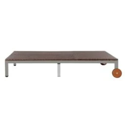 Lit De Jardin à Roues Résine Marron Et Pieds Métal Gris Nubi -Meubles Soldes Boutique lit de jardin a roues resine marron et pieds metal gris nubi 3666722557177 387065