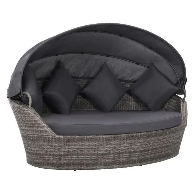 Lit De Jardin Avec Auvent Résine Tressée Et Polyester Gris Uvo 3 Lit De Jardin Avec Auvent Résine Tressée Et Polyester Gris Uvo