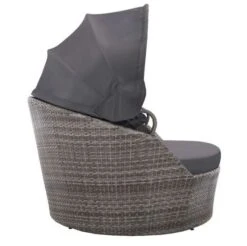Meubles Soldes Boutique -Meubles Soldes Boutique lit de jardin avec auvent resine tressee et polyester gris uvo 8718475616474 384065