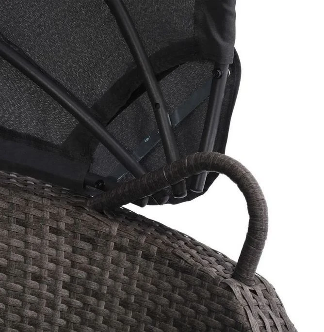 Lit De Jardin Avec Auvent Résine Tressée Et Polyester Gris Uvo 6 Lit De Jardin Avec Auvent Résine Tressée Et Polyester Gris Uvo – Image 4