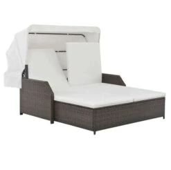 Lit De Jardin Avec Auvent Résine Tressée Marron Et Blanc Imia -Meubles Soldes Boutique lit de jardin avec auvent resine tressee marron et blanc imia 3666722558815 385540