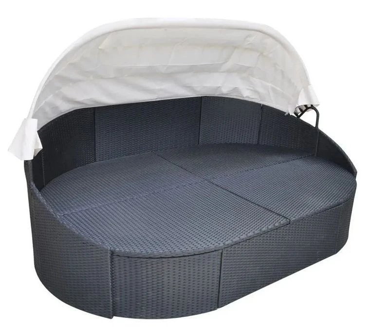 Lit De Jardin Avec Auvent Résine Tressée Noire Velass 4 Lit De Jardin Avec Auvent Résine Tressée Noire Velass – Image 2