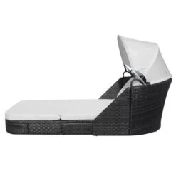 Meubles Soldes Boutique -Meubles Soldes Boutique lit de jardin avec auvent tissu blanc et resine noire anki 3666722555906 388118