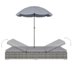 Meubles Soldes Boutique -Meubles Soldes Boutique lit de jardin avec parasol polyester et resine tressee gris uvo 3666722555609 388322