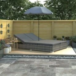 Lit De Jardin Avec Parasol Polyester Et Résine Tressée Gris Uvo -Meubles Soldes Boutique lit de jardin avec parasol polyester et resine tressee gris uvo 3666722555609 388323