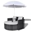 Lit De Jardin Avec Parasol Résine Tressée Noire Uvo -Meubles Soldes Boutique lit de jardin avec parasol resine tressee noire uvo 3666722560030 384460