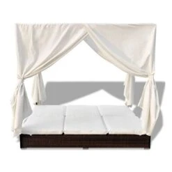Lit De Jardin Avec Rideaux Résine Marron Et Tissu Blanc Uvo -Meubles Soldes Boutique lit de jardin avec rideaux resine marron et tissu blanc uvo 3666722560597 383909