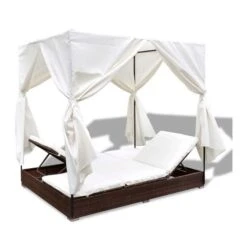Lit De Jardin Avec Rideaux Résine Marron Et Tissu Blanc Uvo -Meubles Soldes Boutique lit de jardin avec rideaux resine marron et tissu blanc uvo 3666722560597 383912