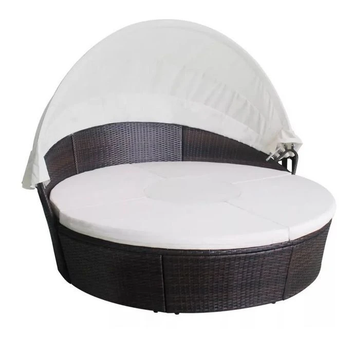 Lit De Jardin Avec Toit Et Table Résine Tressée Marron Velass 4 Lit De Jardin Avec Toit Et Table Résine Tressée Marron Velass – Image 2