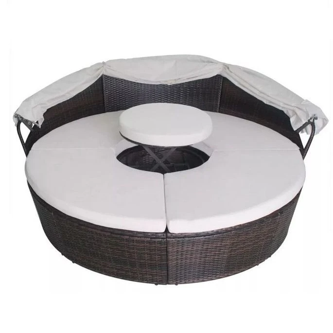 Lit De Jardin Avec Toit Et Table Résine Tressée Marron Velass 6 Lit De Jardin Avec Toit Et Table Résine Tressée Marron Velass – Image 4