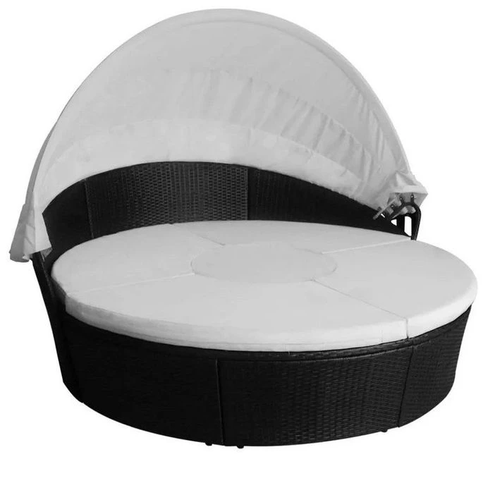 Lit De Jardin Avec Toit Et Table Résine Tressée Noire Velass 5 Lit De Jardin Avec Toit Et Table Résine Tressée Noire Velass – Image 3