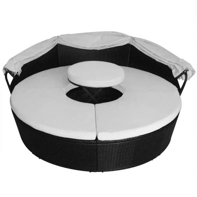 Lit De Jardin Avec Toit Et Table Résine Tressée Noire Velass 6 Lit De Jardin Avec Toit Et Table Résine Tressée Noire Velass – Image 4