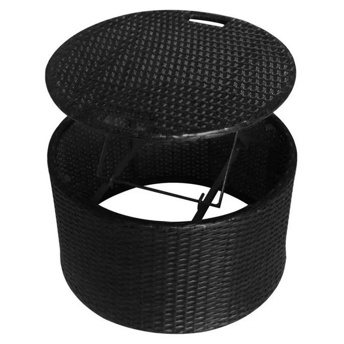Lit De Jardin Avec Toit Et Table Résine Tressée Noire Velass 9 Lit De Jardin Avec Toit Et Table Résine Tressée Noire Velass – Image 7