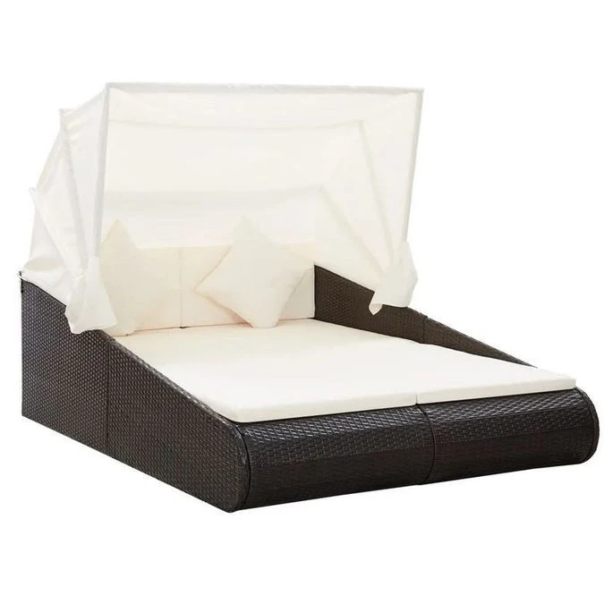 Lit De Jardin Avec Toit Tissu Blanc Et Résine Marron Nov 3 Lit De Jardin Avec Toit Tissu Blanc Et Résine Marron Nov