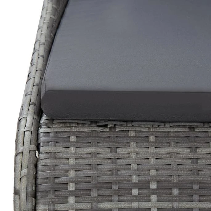 Lit De Jardin Gris 200x139 Cm Résine Tressée 8 Lit De Jardin Gris 200x139 Cm Résine Tressée – Image 6