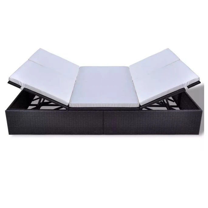 Lit De Jardin Résine Tressée Marron Et Polyester Blanc Imia 4 Lit De Jardin Résine Tressée Marron Et Polyester Blanc Imia – Image 2