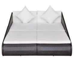 Meubles Soldes Boutique -Meubles Soldes Boutique lit de jardin resine tressee marron et polyester blanc imia 3666722560283 384082