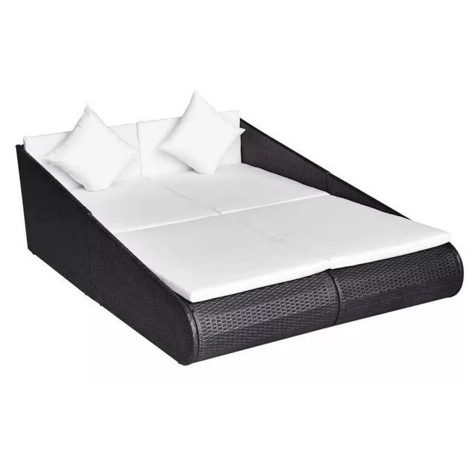 Lit De Jardin Résine Tressée Noire Et Polyester Blanc Imia 3 Lit De Jardin Résine Tressée Noire Et Polyester Blanc Imia