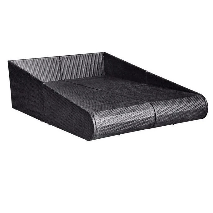 Lit De Jardin Résine Tressée Noire Et Polyester Blanc Imia 4 Lit De Jardin Résine Tressée Noire Et Polyester Blanc Imia – Image 2