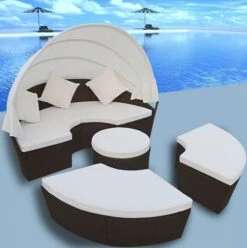 Lit De Jardin Rond Avec Auvent Résine Tressée Marron Miaden 8 Lit De Jardin Rond Avec Auvent Résine Tressée Marron Miaden -Meubles Soldes Boutique lit de jardin rond avec auvent resine tressee marron miaden 8718475880479 384469