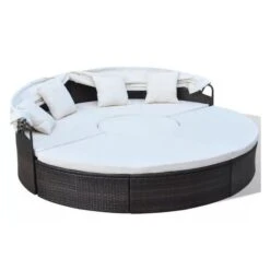 Lit De Jardin Rond Avec Toit Résine Tressée Marron Velass -Meubles Soldes Boutique lit de jardin rond avec toit resine tressee marron velass 8718475502500 384410