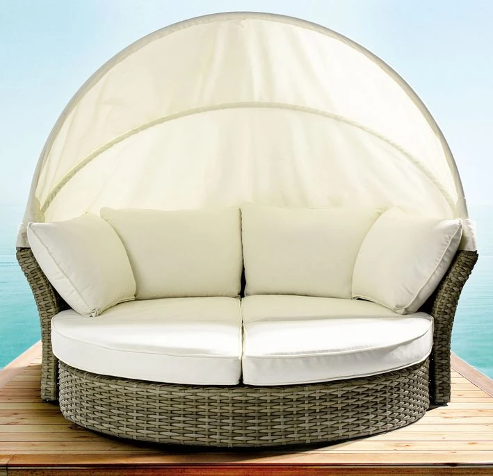 Lit De Jardin Rotatif En Aluminium Tresse En Fibre Blanc Laurie 4 Lit De Jardin Rotatif En Aluminium Tresse En Fibre Blanc Laurie – Image 2