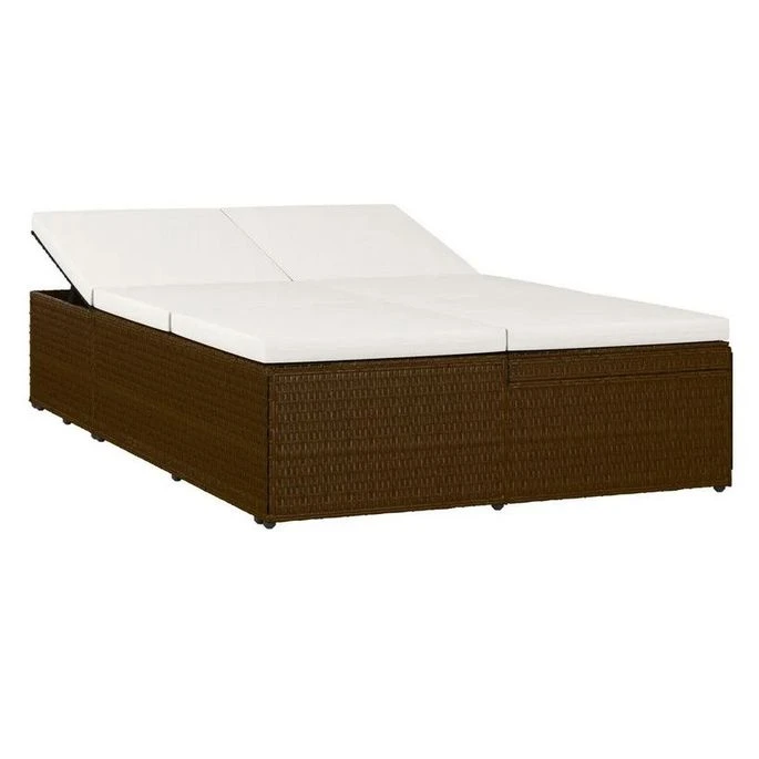 Lit De Jardin Tissu Blanc Et Résine Tressée Marron Viali 3 Lit De Jardin Tissu Blanc Et Résine Tressée Marron Viali