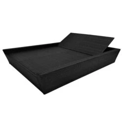 Lit De Jardin Tissu Blanc Et Résine Tressée Noire Drawmi -Meubles Soldes Boutique lit de jardin tissu blanc et resine tressee noire drawmi 3666722555821 388169
