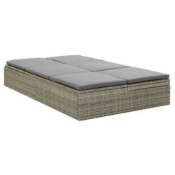 Lit De Jardin Tissu Et Résine Tressée Gris Viali -Meubles Soldes Boutique lit de jardin tissu et resine tressee gris 3666722554442 389548