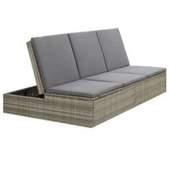 Lit De Jardin Tissu Et Résine Tressée Gris Viali -Meubles Soldes Boutique lit de jardin tissu et resine tressee gris 3666722554442 389549