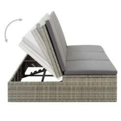 Lit De Jardin Tissu Et Résine Tressée Gris Viali -Meubles Soldes Boutique lit de jardin tissu et resine tressee gris 3666722554442 389550