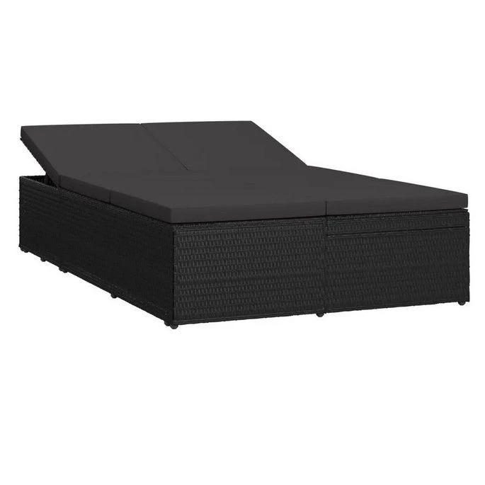 Lit De Jardin Tissu Et Résine Tressée Noir Viali 3 Lit De Jardin Tissu Et Résine Tressée Noir Viali