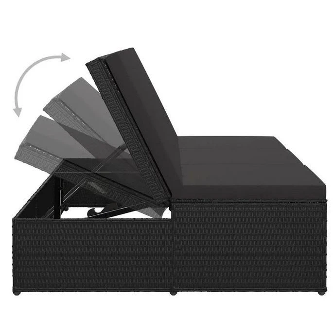 Lit De Jardin Tissu Et Résine Tressée Noir Viali 6 Lit De Jardin Tissu Et Résine Tressée Noir Viali – Image 4