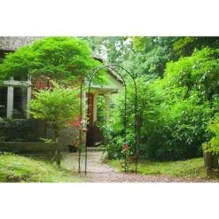 NATURE Pergola Acier Galvanisé Laqué époxy Noir Décor Volutes - H230 X 100 X 37 Cm -Meubles Soldes Boutique nature pergola acier galvanise laque epoxy noir decor volutes h230 x 100 x 37 cm 8711338408032 659217