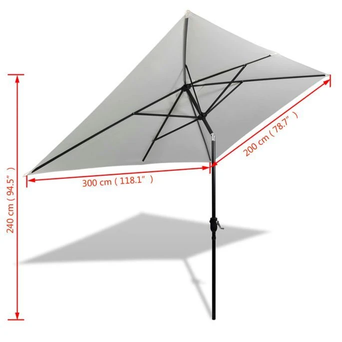 Parasol 200 X 300 Cm Blanc Sable Rectangulaire 8 Parasol 200 X 300 Cm Blanc Sable Rectangulaire – Image 6