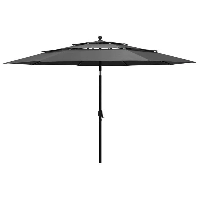 Parasol à 3 Niveaux Avec Mât En Aluminium Anthracite 3,5 M 3 Parasol à 3 Niveaux Avec Mât En Aluminium Anthracite 3,5 M