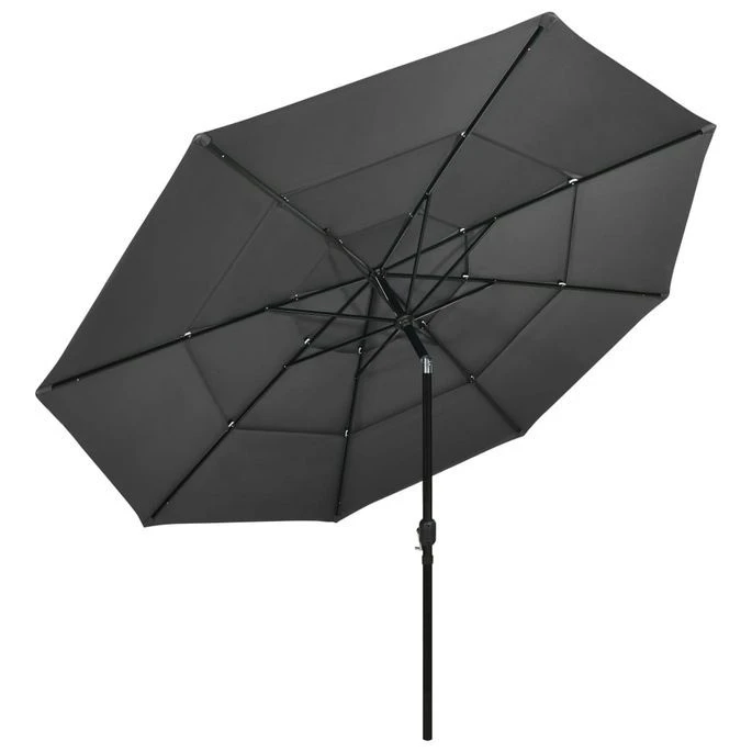 Parasol à 3 Niveaux Avec Mât En Aluminium Anthracite 3,5 M 5 Parasol à 3 Niveaux Avec Mât En Aluminium Anthracite 3,5 M – Image 3
