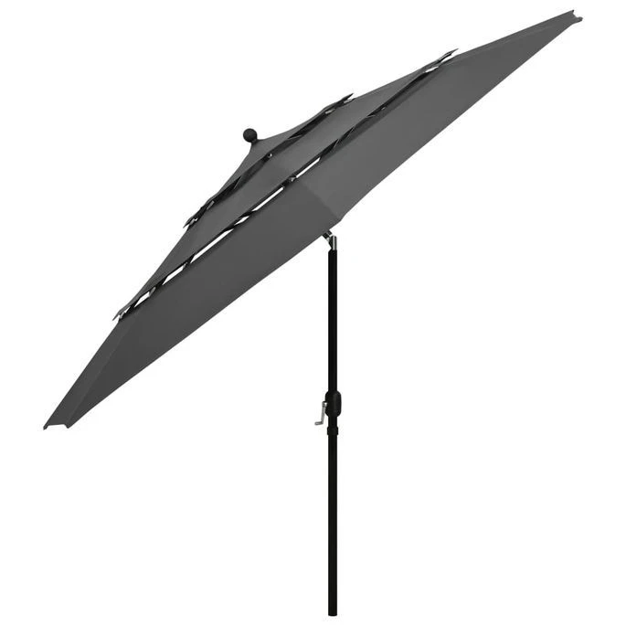 Parasol à 3 Niveaux Avec Mât En Aluminium Anthracite 3,5 M 6 Parasol à 3 Niveaux Avec Mât En Aluminium Anthracite 3,5 M – Image 4