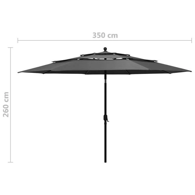 Parasol à 3 Niveaux Avec Mât En Aluminium Anthracite 3,5 M 10 Parasol à 3 Niveaux Avec Mât En Aluminium Anthracite 3,5 M – Image 8