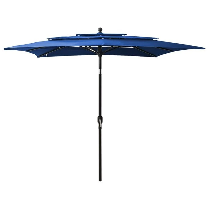 Parasol à 3 Niveaux Avec Mât En Aluminium Bleu Azuré 2,5x2,5 M 3 Parasol à 3 Niveaux Avec Mât En Aluminium Bleu Azuré 2,5x2,5 M