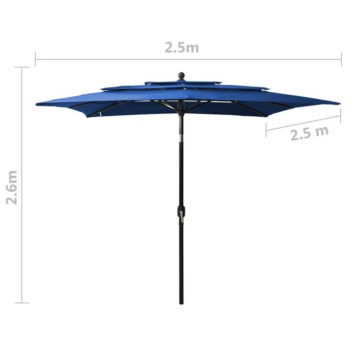 Parasol à 3 Niveaux Avec Mât En Aluminium Bleu Azuré 2,5x2,5 M 10 Parasol à 3 Niveaux Avec Mât En Aluminium Bleu Azuré 2,5x2,5 M – Image 8