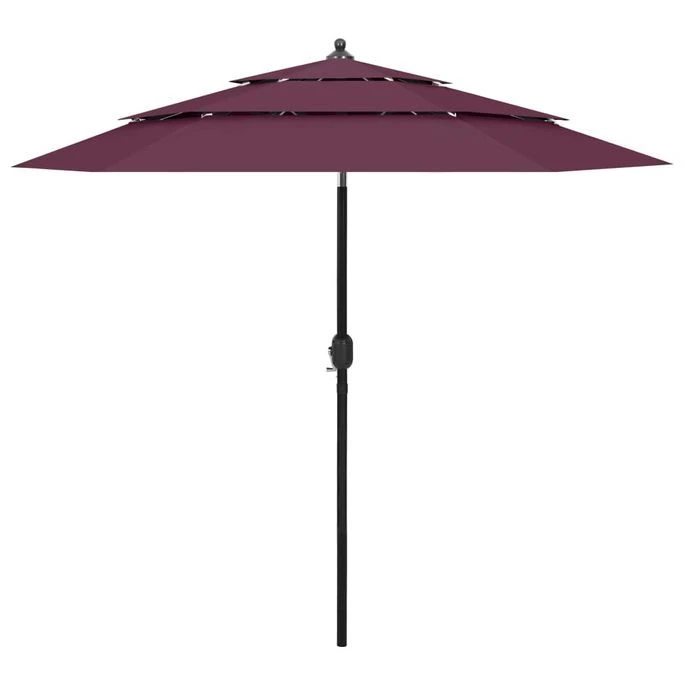 Parasol à 3 Niveaux Avec Mât En Aluminium Bordeaux 2,5 M 3 Parasol à 3 Niveaux Avec Mât En Aluminium Bordeaux 2,5 M
